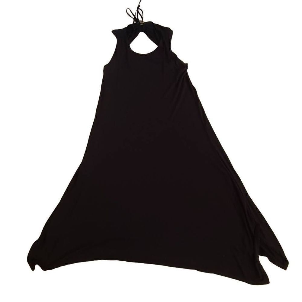 Cupio Womens Black Casual Open Back Stretch Midi Dress XL